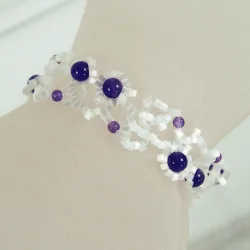 Bracelet S Rose Gold filled 14K - Arabesque Amethyst-Satin white - Bracelet S Rose Gold filled 14K - Rose Gold filled 14K